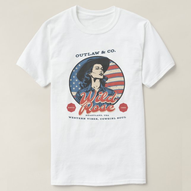 Camiseta Wild Rosa Cowgirl (Frente do Design)