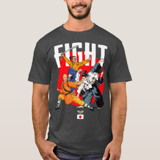 Camiseta Wild Samurai Kung Fu Men Lutando contra a Grafia N