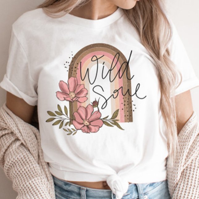 Camiseta Wild Soul Modern Boho Rainbow Floral (Criador carregado)