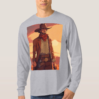 Camiseta Wild West Gunslinger - Retrato de Anime Vintage do