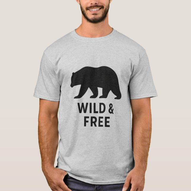 Camiseta Wild Wild e Free Bear Silhouette Nature Lover Tee (Frente)