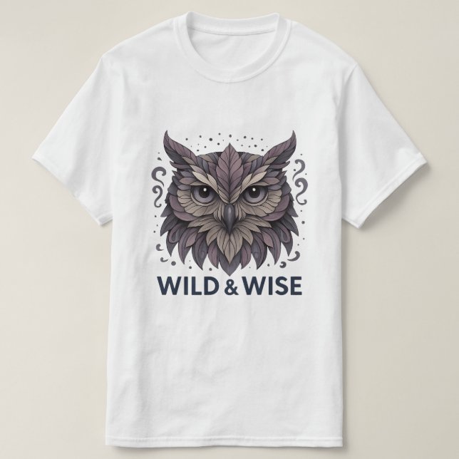 Camiseta Wild & Wise Owl Art Design (Frente do Design)