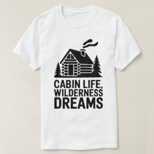 Camiseta Wilderness Dreams Cozy Log Cabin Silhouette Art