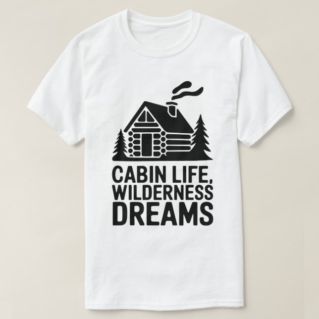 Camiseta Wilderness Dreams Cozy Log Cabin Silhouette Art (Frente do Design)