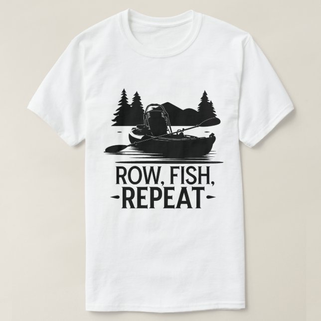 Camiseta Wilderness Kayak Rows e Aventura de Pesca (Frente do Design)