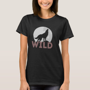 Camiseta Wilderness Wolf Nature Moon Survival ao ar livre