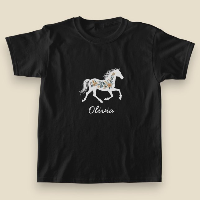 Camiseta Wildflower Horse with Your Name Country Western (Criador carregado)