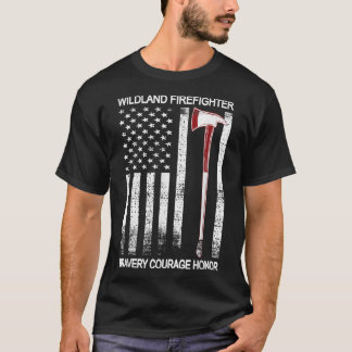 Camiseta Wildland Firefighter American Flag Red Line Wildla