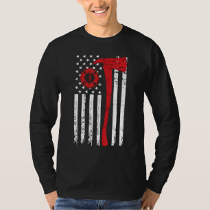 Camiseta Wildland Firefighter Ax American Flag Fireman
