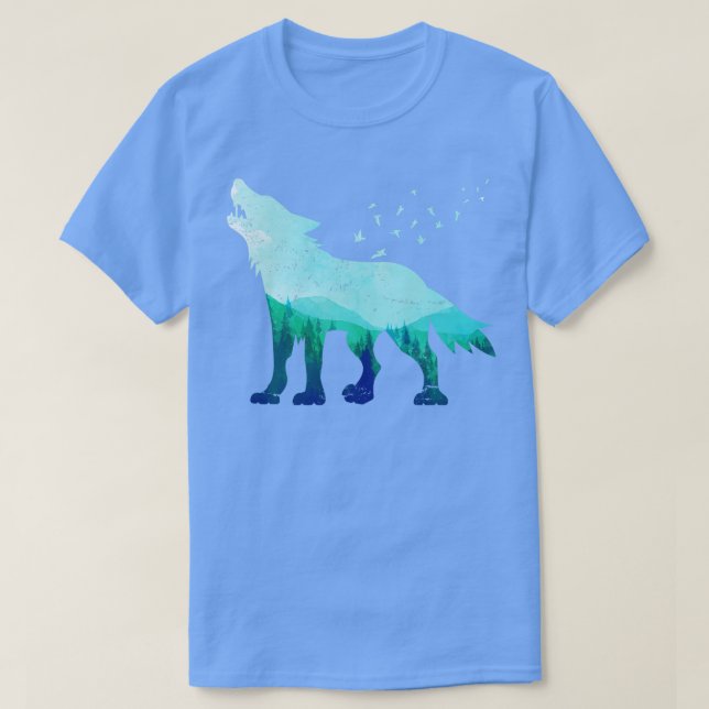 Camiseta Wildlife Forest Predator Howling Wolf (Frente do Design)