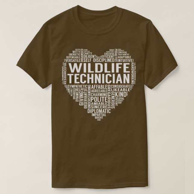Camiseta Wildlife Technician Heart (Frente do Design)