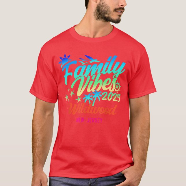 Camiseta Wildwood Beach New Jersey Family Vibes 2025 Vacati (Frente)
