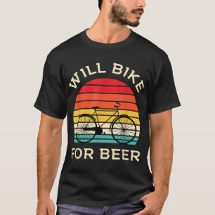 Camiseta Will Bike for Beer - Engraçado ciclismo e cerveja