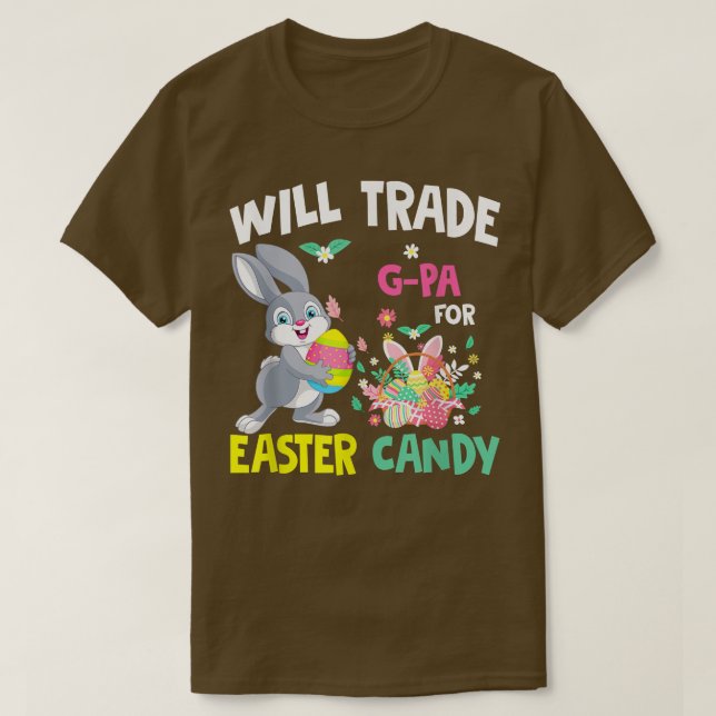 Camiseta Will Trade G Pa For Easter Candy Funny Family Girl (Frente do Design)