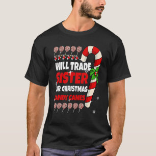 Camiseta Will Trade Sister para o Natal Candy Canes Boy Gi