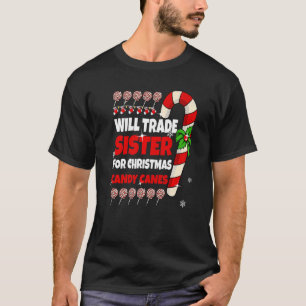 Camiseta Will Trade Sister para o Natal Candy Canes Boy Gi