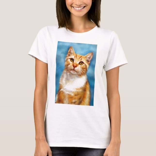 Camiseta William doce - arte alaranjada do gato de gato (Frente)