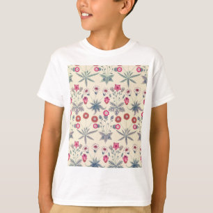 Camiseta William Morris Daisy Padrão Floral Laranja Vermelh
