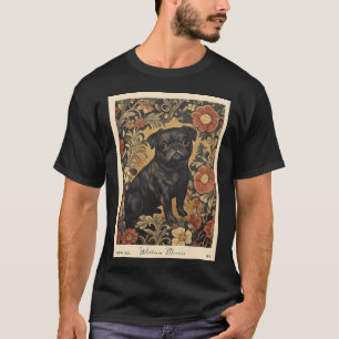Camiseta William Morris Pug Preto Floral