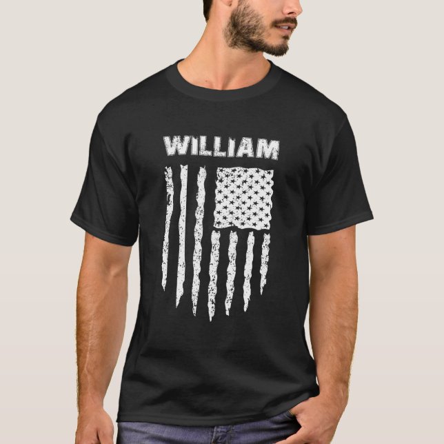 Camiseta William Us Flag Nomes Sobrenomes (Frente)