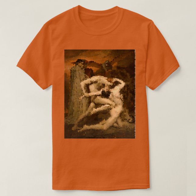 Camiseta WilliamAdolphe Bouguereau Dante e Virgil Pixelat (Frente do Design)