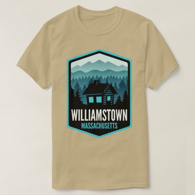 Camiseta Williamstown Massachusetts Mountain Town Cabine (Frente do Design)