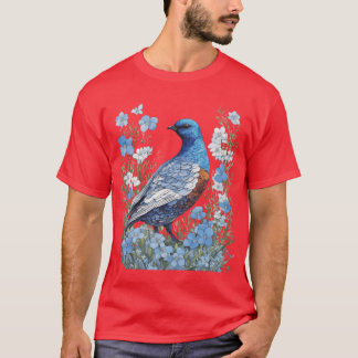 Camiseta Willow Ptarmigan Grouse And ForgetMeNots