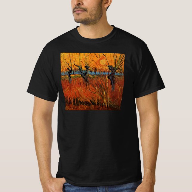 Camiseta Willows no Sunset por Vincent van Gogh (Frente)
