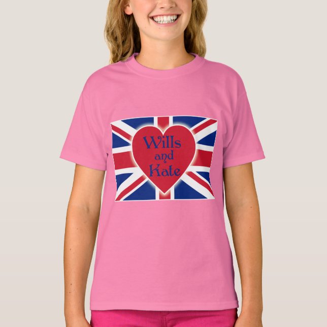 Camiseta Wills e Kate com Union Jack em Camisetas, presente (Frente)