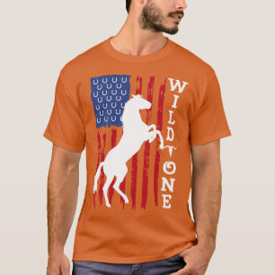 Camiseta Wils One Horse Lover American Flag Vintage Distres