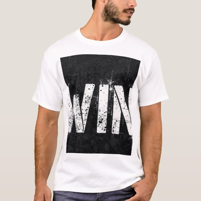 Camiseta WIN com Texto Grunge Distorcido  (Frente)