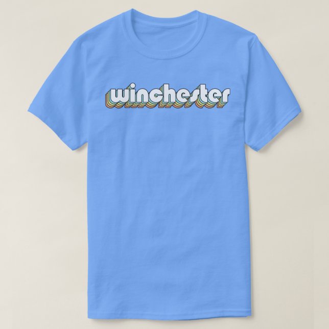 Camiseta Winchester Retro Rainbow Tipografia Estilo Desvane (Frente do Design)