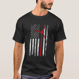 Camiseta Wind Energy American Flag Windmill