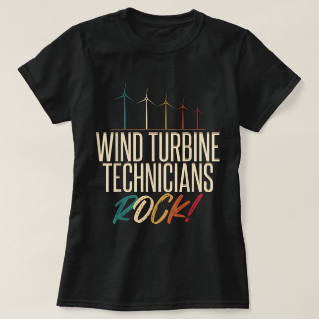 Camiseta Wind Turbine Technician Rock Tech Engraçado Gift A (Frente do Design)