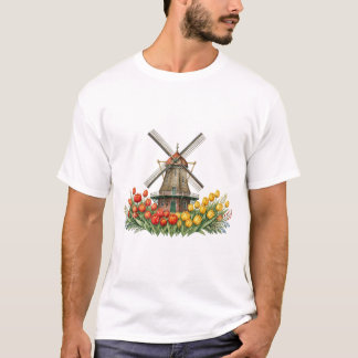 Camiseta Windmühle Im Tulpenfeld Mit Blumenhaus