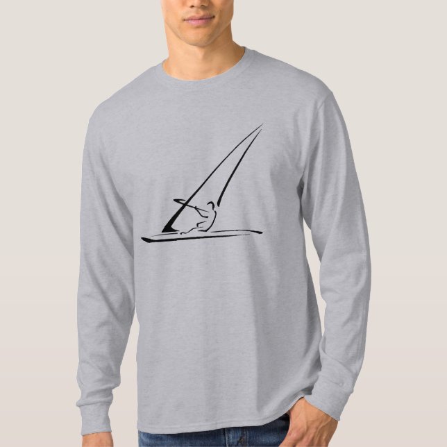 Camiseta Windsurf aumentou o esboço preto (Frente)