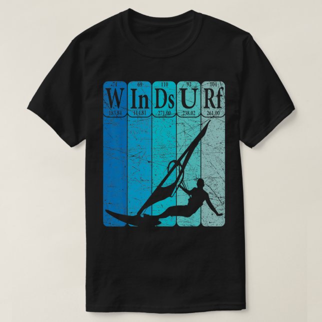 Camiseta Windsurf Retro de Navegação com Elementos de Mesa  (Frente do Design)