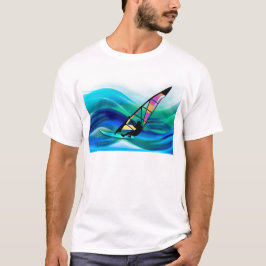 Camiseta Windsurfer do tecnicolor em um tufão