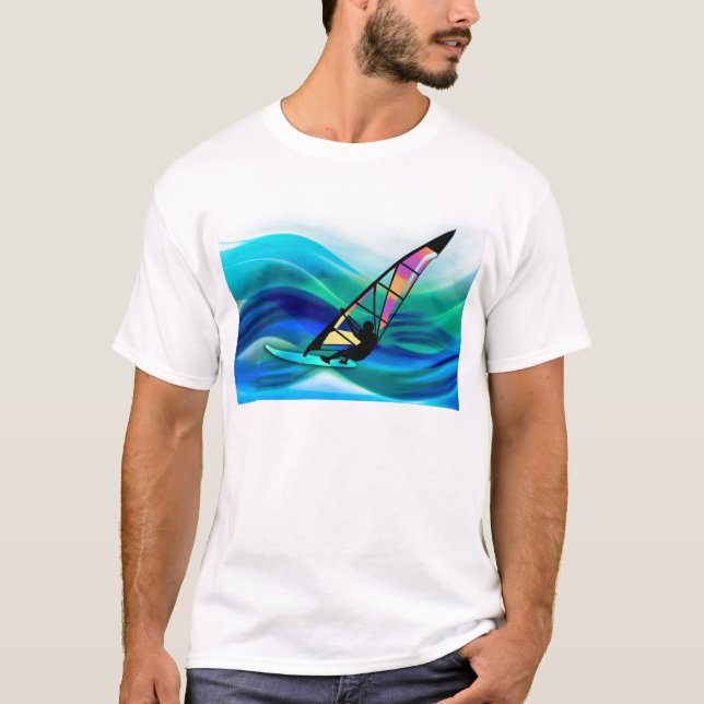 Camiseta Windsurfer do tecnicolor em um tufão (Frente)