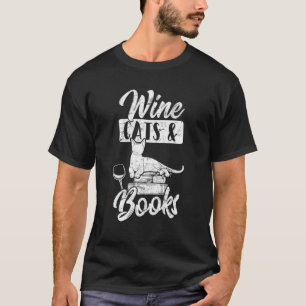 Camiseta Wine Cats & Books Cat Wine Bookworm Cat Mom