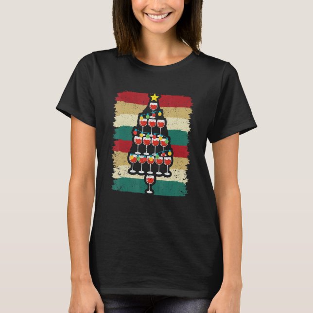 Camiseta Wine Glass Christmas Tree  Holiday Xmas Season Paj (Frente)