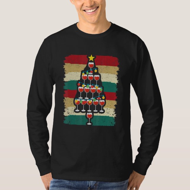 Camiseta Wine Glass Christmas Tree  Holiday Xmas Season Paj (Frente)