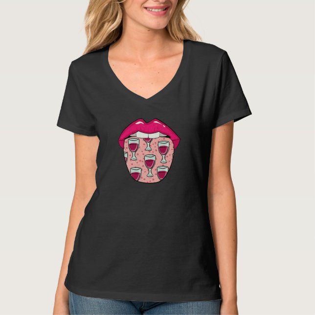 Camiseta Wine Tongue  Alcohol Vino Tasting Drinks Wine (Frente)