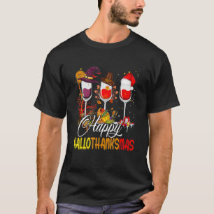 Camiseta Wines Glass Ação de Graças Feliz Hallothanksmas