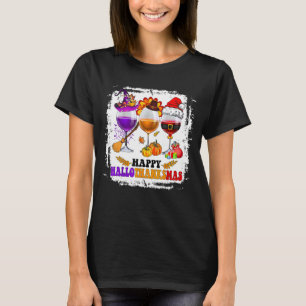 Camiseta Wines Glass Ação de Graças Feliz Hallothanksmas