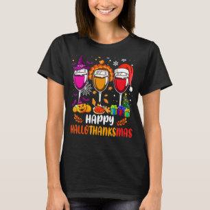 Camiseta Wines Glass Ação de Graças Funny Happy Hallothanks