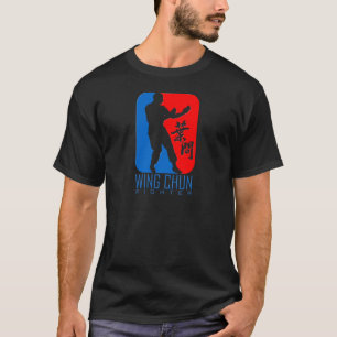 Camiseta Wing Chun Fighter (azul-vermelho) Ip Man Linage