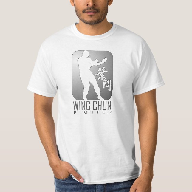 Camiseta Wing Chun Fighter (Prata) (Frente)