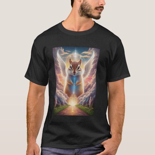 Camiseta Winged Chipmunk Fantasy Art Com Backdro Celestial (Frente)