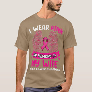 Camiseta Wings Breast Cancer , I Wear Pink In Memory Of My
